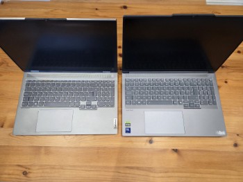 ThinkBook Gen 2 vs ThinkBook Gen 6 top-down view, partially open